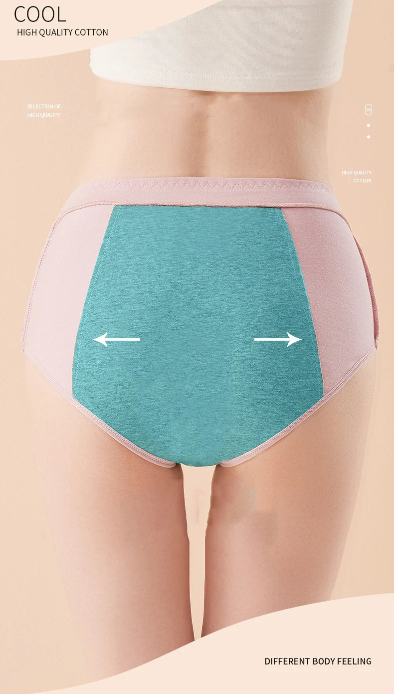 4Pcs Women's Menstrual Leak Proof High Waist Cotton Panties