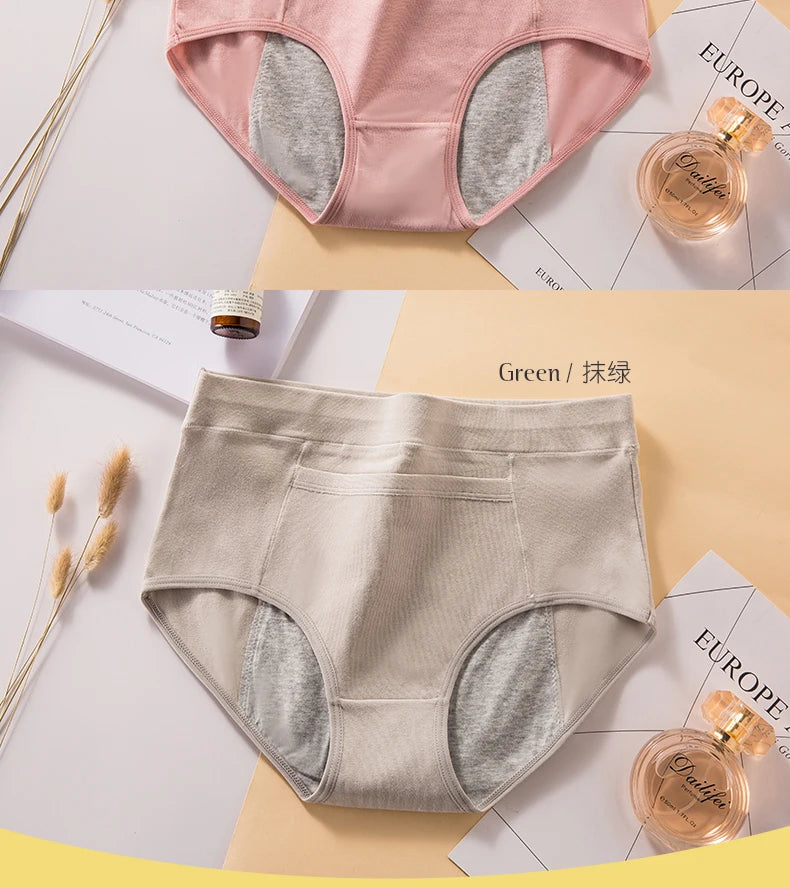 4Pcs Women's Menstrual Leak Proof High Waist Cotton Panties