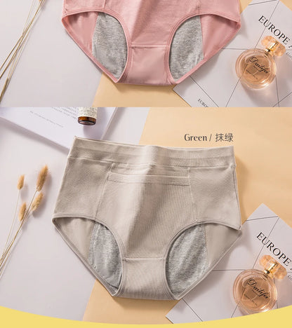 4Pcs Women's Menstrual Leak Proof High Waist Cotton Panties