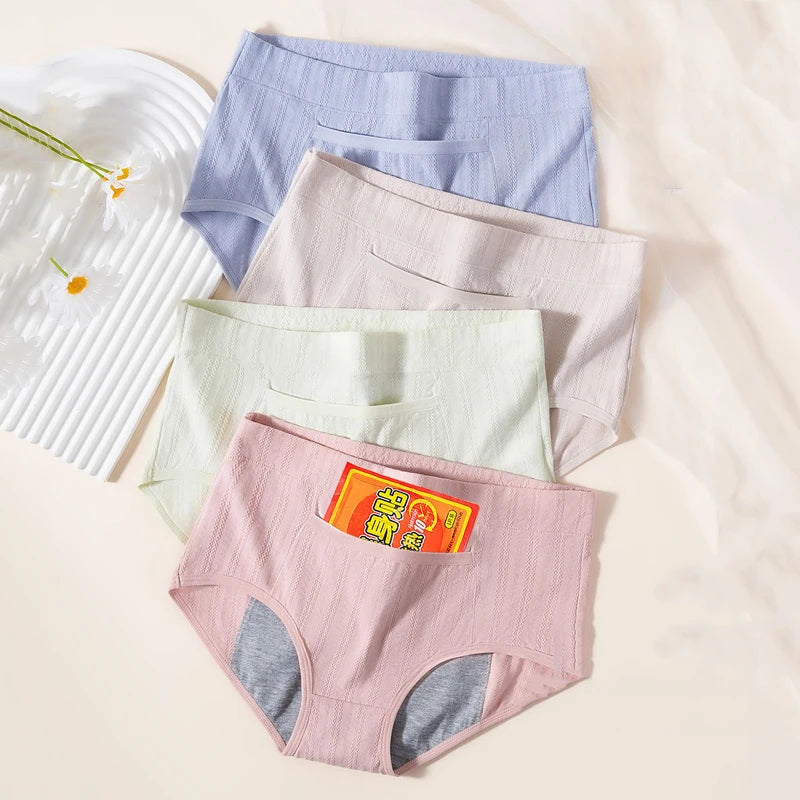 4Pcs Women's Menstrual Leak Proof High Waist Cotton Panties