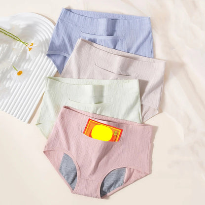 4Pcs Women's Menstrual Leak Proof High Waist Cotton Panties
