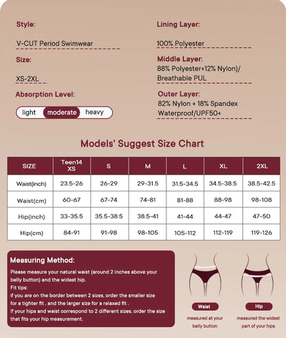 Menstrual Swimsuit with built in Panties